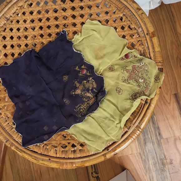 Vintage Accessories - 50s vintage hand painted Japanese dragon kerchiefs